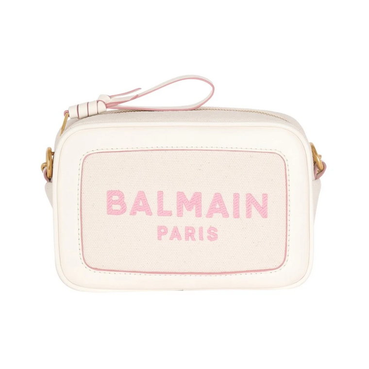 B-Army canvas clutch bag with leather details Balmain