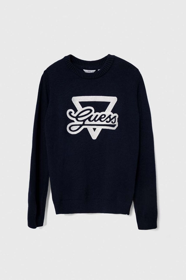 Guess sweter dziecięcy kolor granatowy lekki