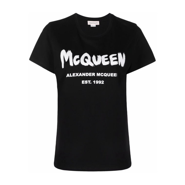 Koszulka z Logo i Kontrastującym Sloganem Alexander McQueen