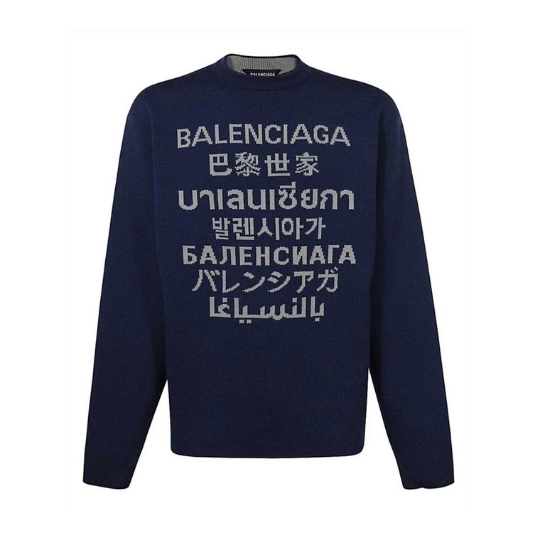 Sweter z Logo z Mieszanki Wełny Balenciaga