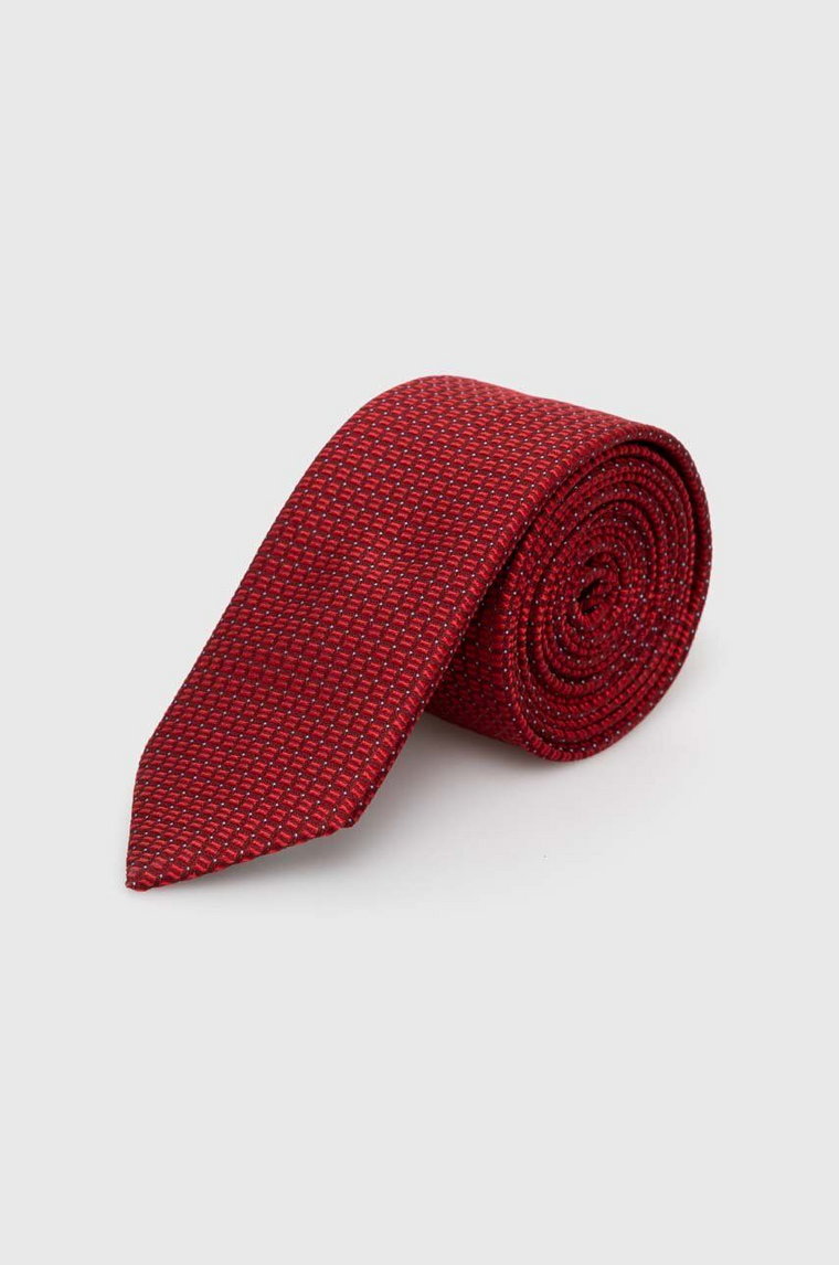 HUGO krawat jedwabny kolor czerwony 50509025