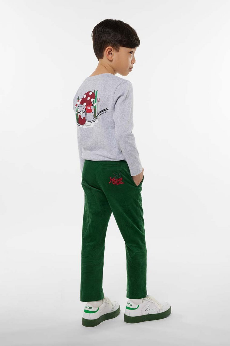 Kenzo Kids longsleeve bawełniany dziecięcy kolor szary z nadrukiem