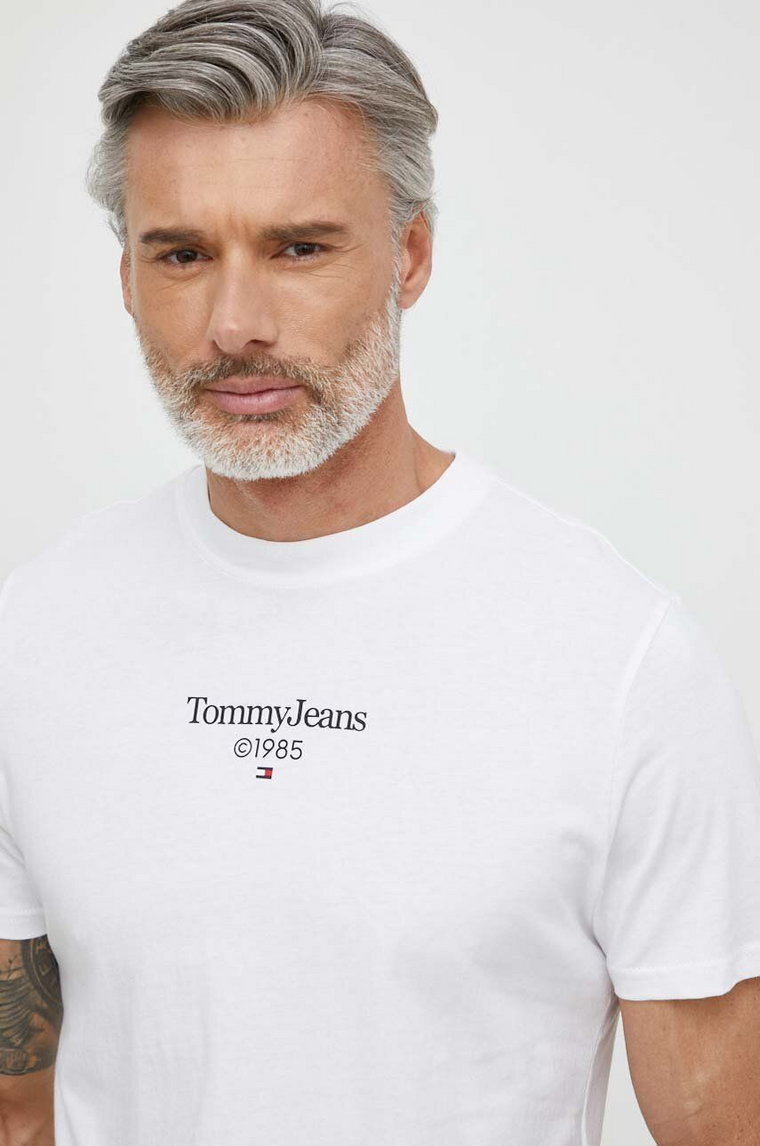 Tommy Jeans t-shirt bawełniany męski kolor biały z nadrukiem DM0DM18569
