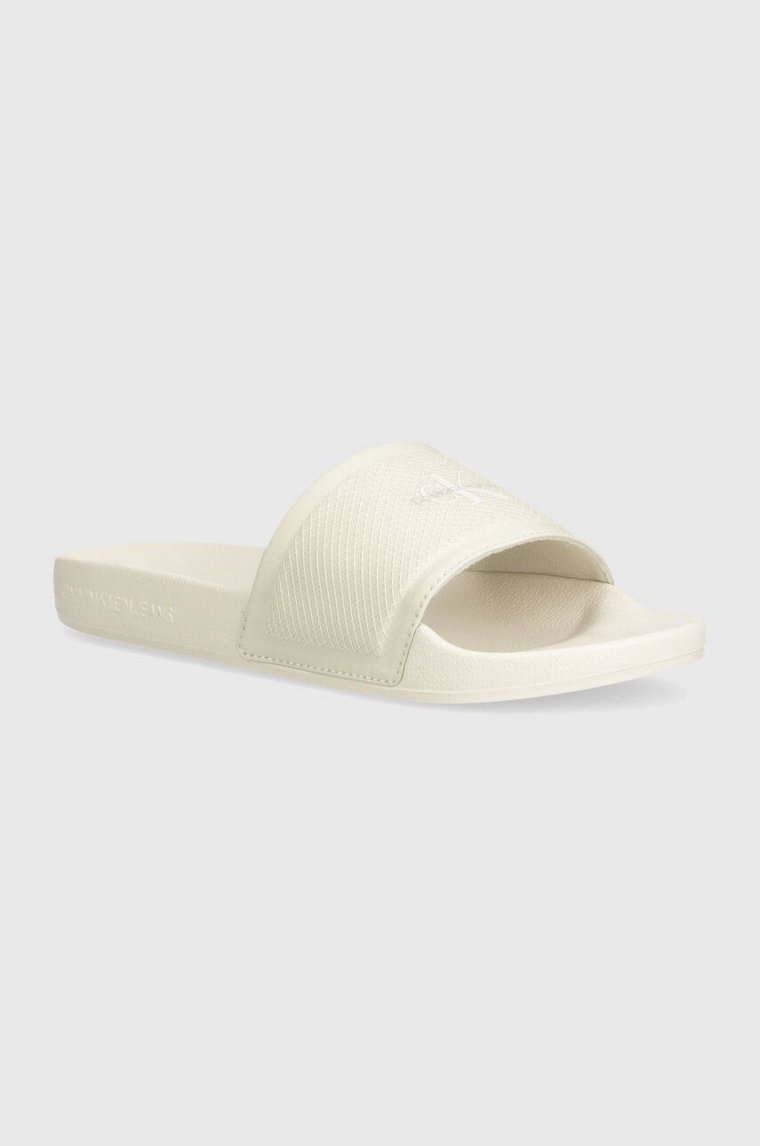 Calvin Klein Jeans klapki SLIDE METALLIC IN MTR damskie kolor beżowy YW0YW01507