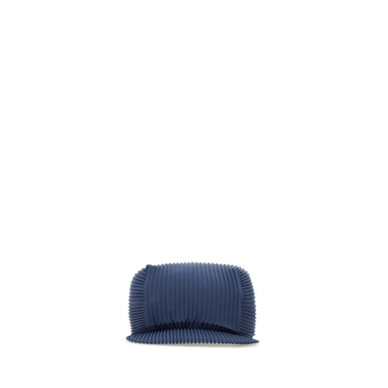 Niebieska czapka baseballowa z poliestru - Stylowy model Issey Miyake