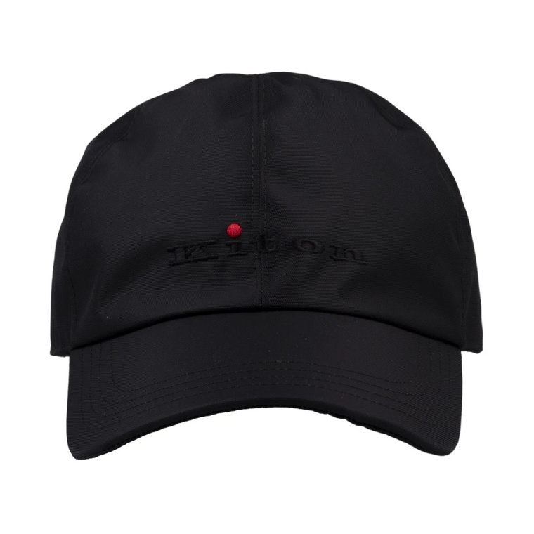 Czarna nylonowa czapka baseballowa z haftowanym logo Kiton