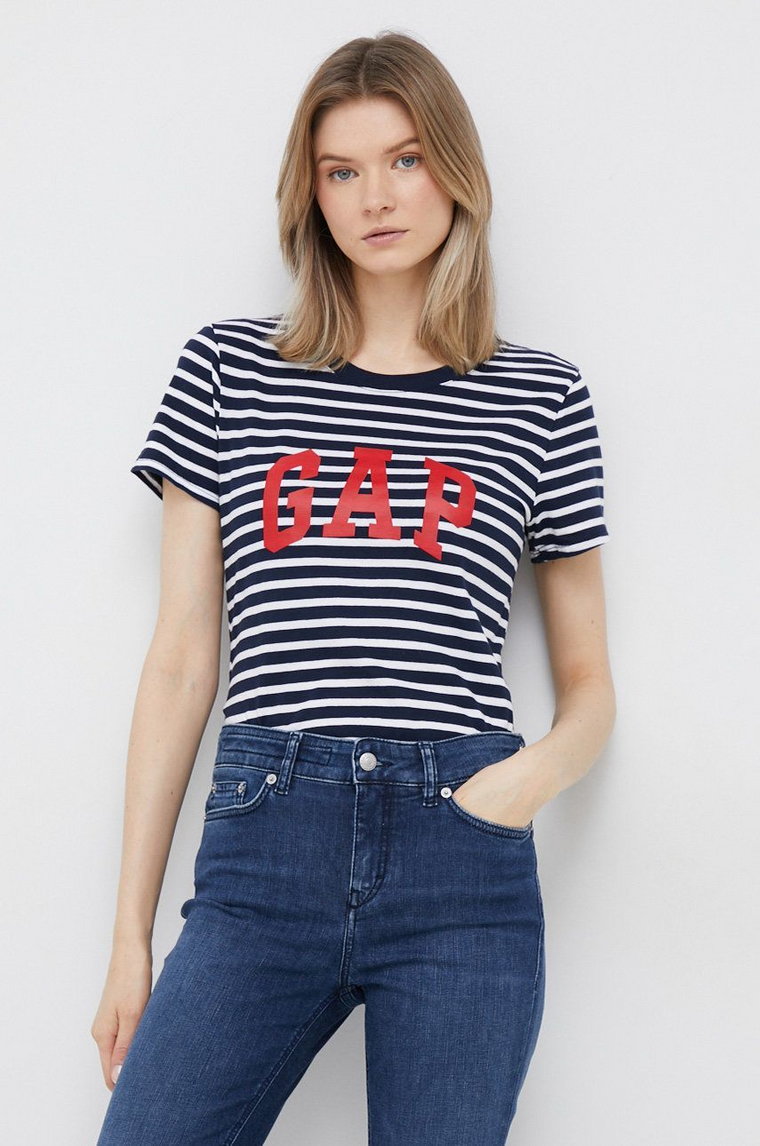 GAP t-shirt bawełniany 2-pack kolor granatowy