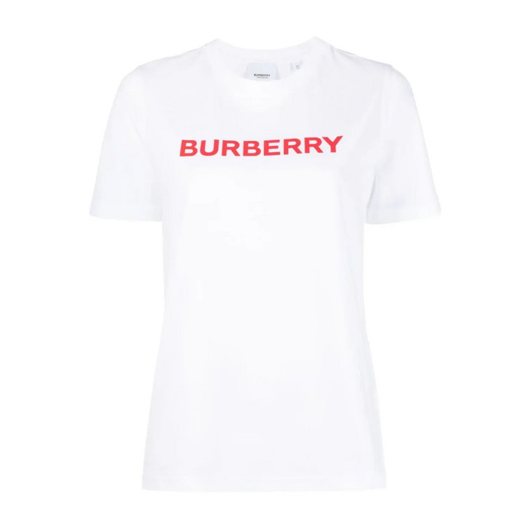 Biała Bawełniana Koszulka zadrukiem Logo dla Kobiet Burberry