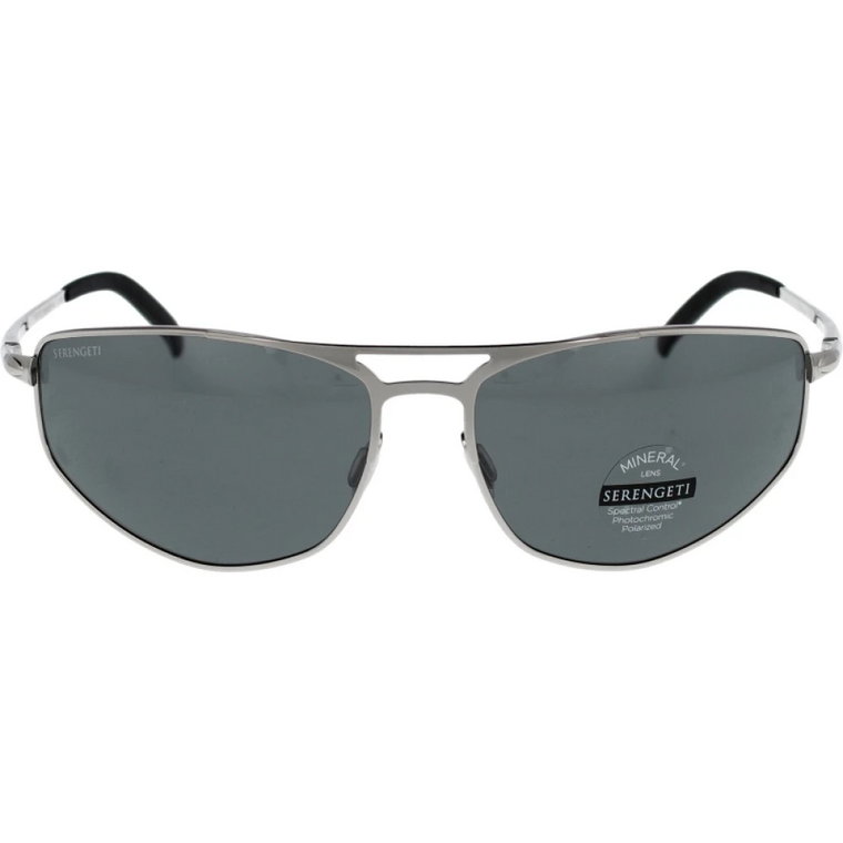 Stylowe Shiny Silver Okulary przeciwsłoneczne z Polaryzacyjnymi Soczewkami Serengeti