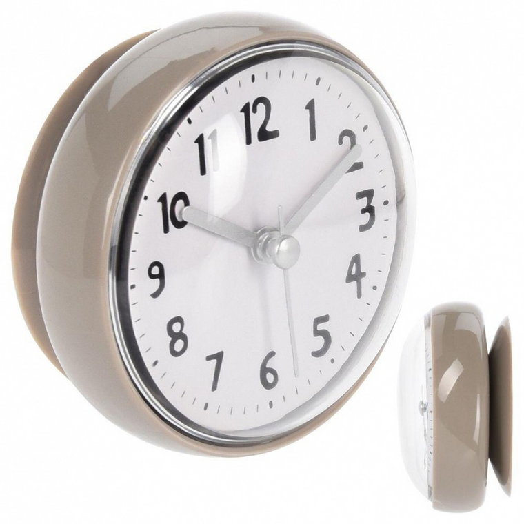 Zegar ścienny łazienkowy z przyssawką wodoodporny na przyssawki mały kremowy 7,5 cm kod: O-569325-K