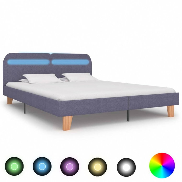 Rama łóżka LED, jasnoszara, tkanina, 160 x 200 cm kod: V-280899