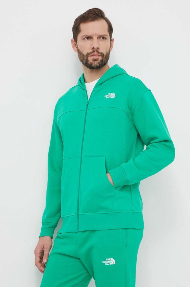 The North Face bluza męska kolor zielony z kapturem gładka NF0A87FBPO81