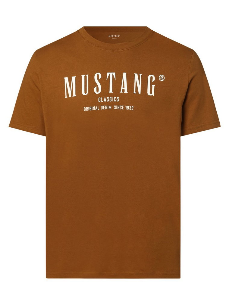 Mustang - T-shirt męski  Style Alex C, beżowy|brązowy