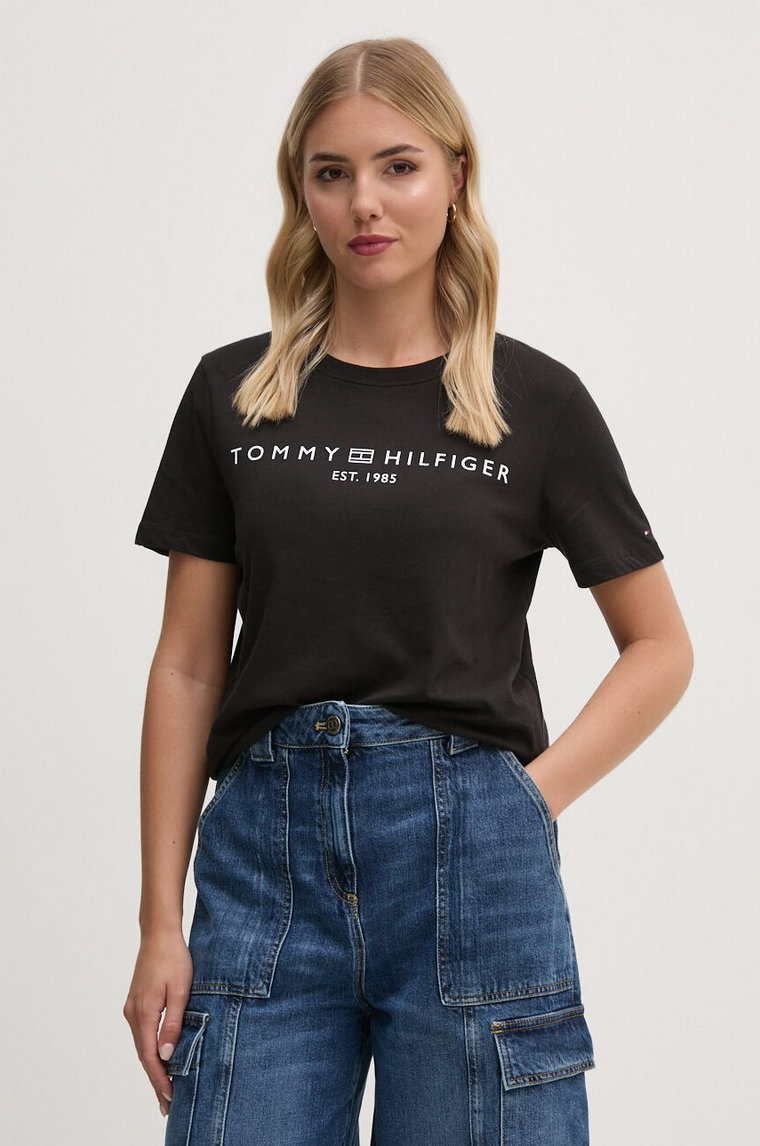 Tommy Hilfiger t-shirt bawełniany damski kolor czarny WW0WW40276