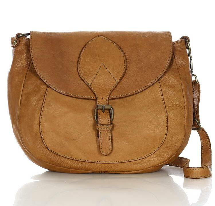 Torebka damska na ramię skórzana shoulder handmade bag - MARCO MAZZINI brąz camel