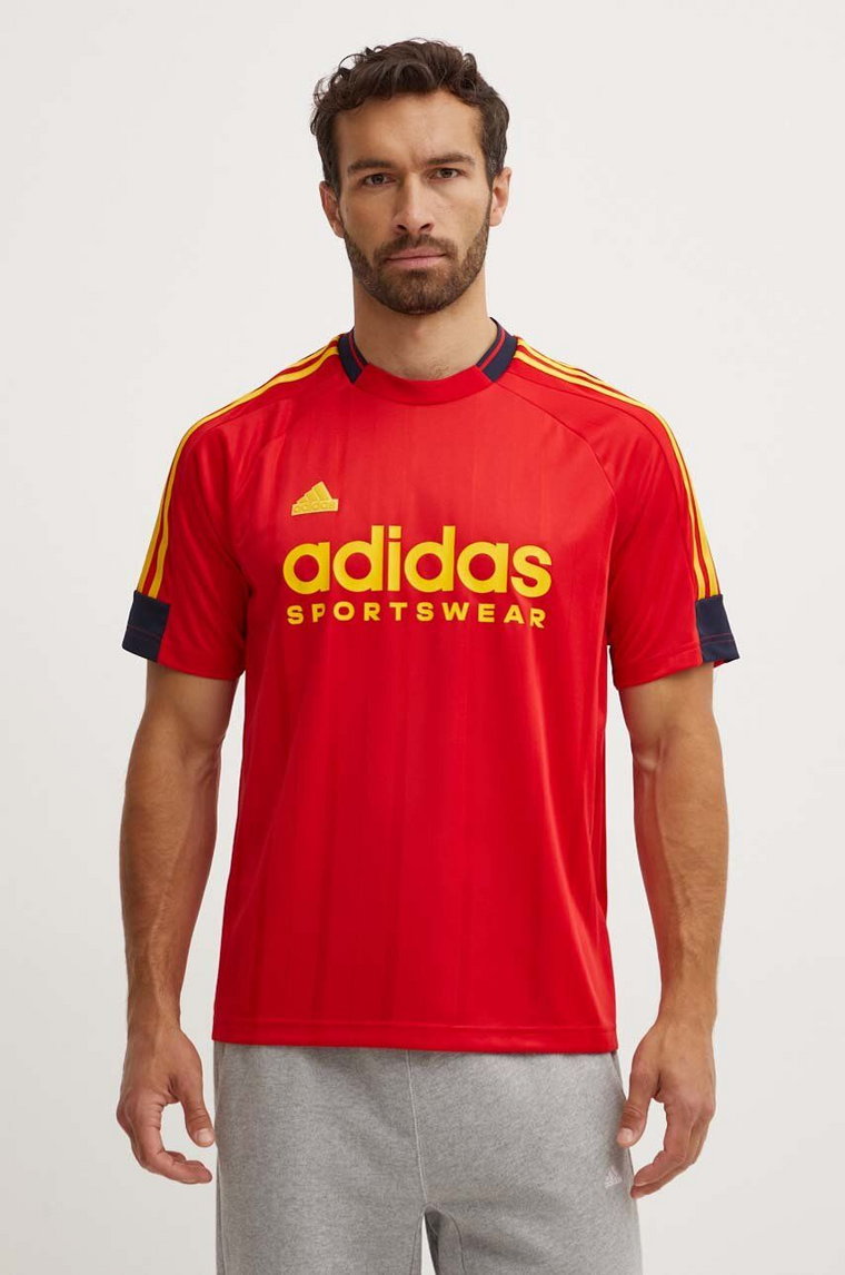 adidas t-shirt sportowy Tiro kolor czerwony wzorzysty IY4507
