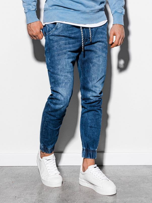 Spodnie męskie jeansowe joggery - niebieskie P907