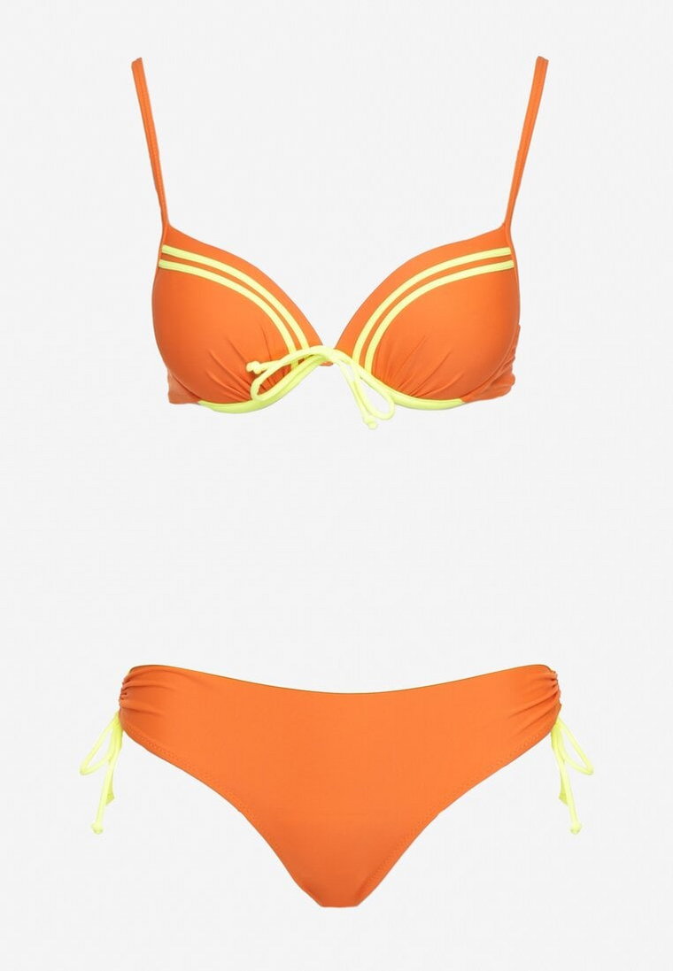 Pomarańczowe Bikini z Kokardką i Usztywnianym Biustonoszem Cleviana