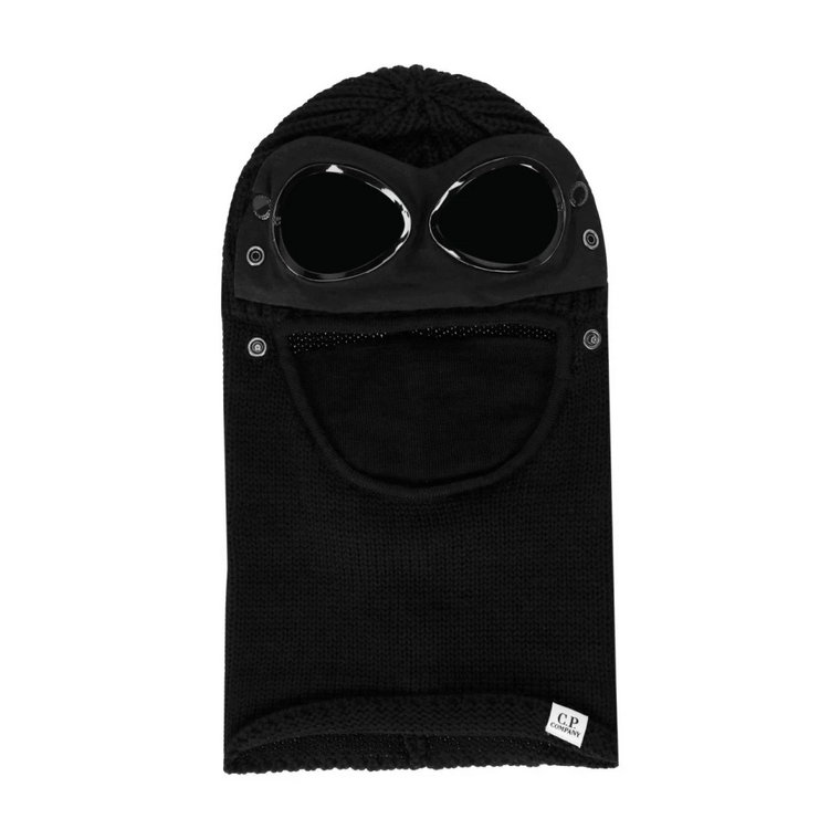Czarna Maska Narciarska z Wełny Merino z Regulowanymi Soczewkami Goggle C.p. Company