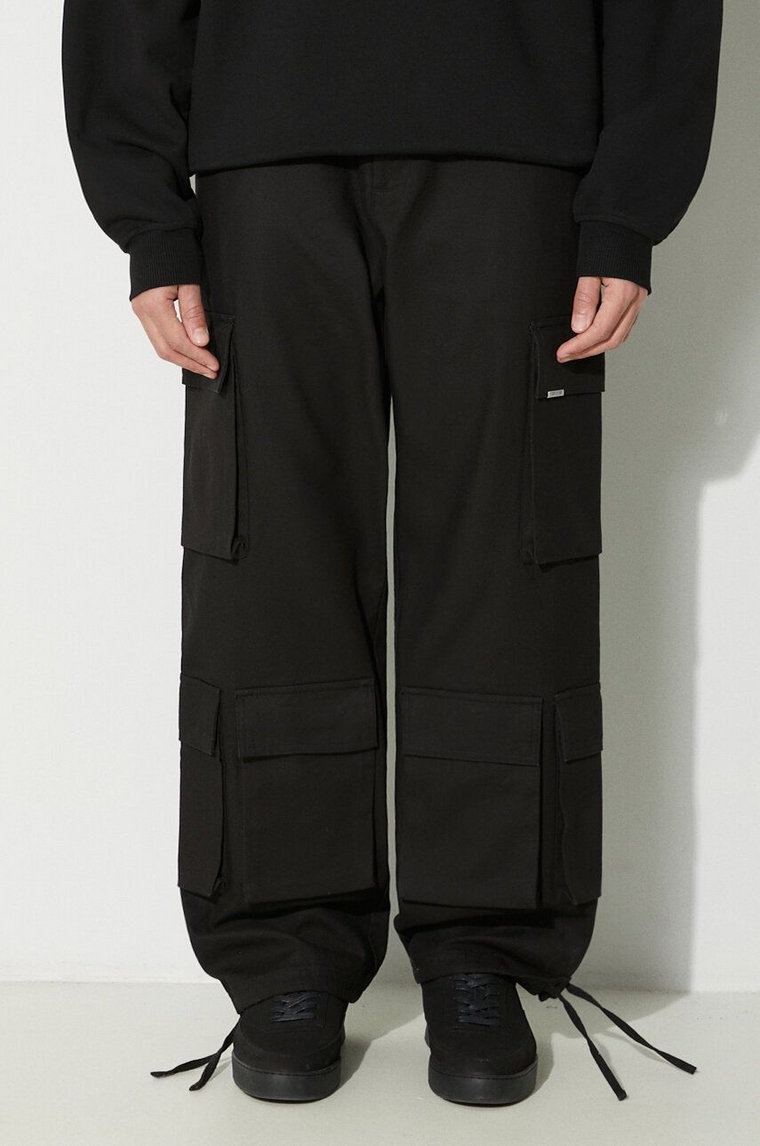 Represent spodnie bawełniane Baggy Cargo Pant kolor czarny w fasonie cargo MLM521.01