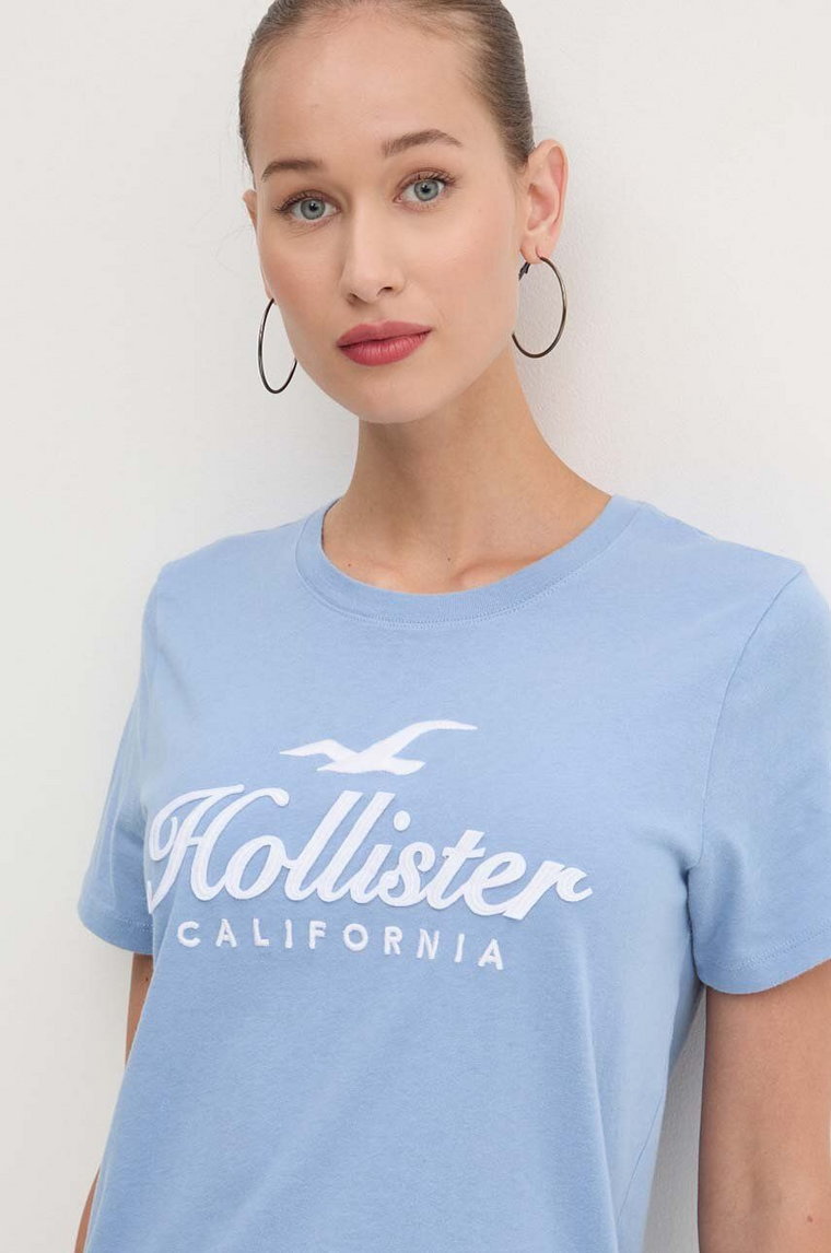 Hollister Co. t-shirt bawełniany damski kolor niebieski KI357-3285