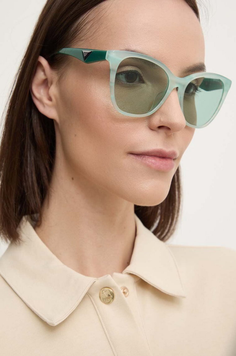Emporio Armani okulary przeciwsłoneczne damskie kolor turkusowy