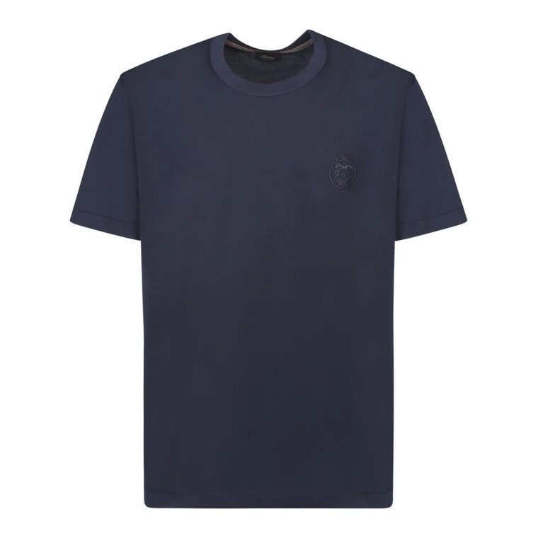 Niebieski Bawełniany T-shirt Krótki Rękaw Brioni