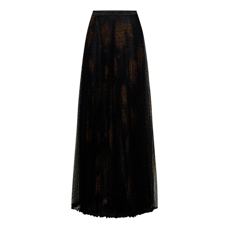 Czarna spódnica z jedwabiem i tiulowymi kropkami oraz wzorem dahlia Etro
