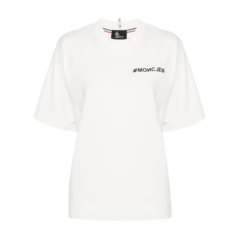 Biała Koszulka z Logo Lekki Jersey Moncler