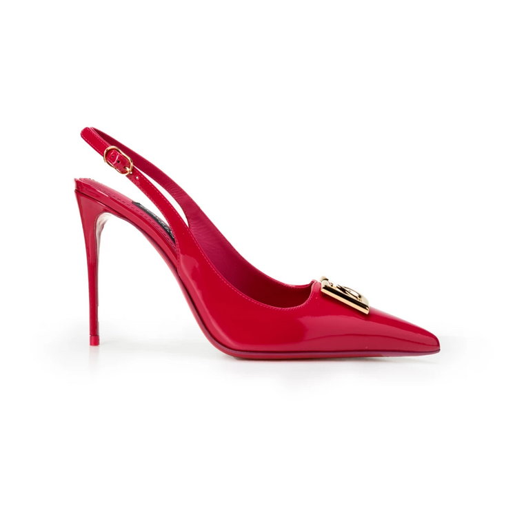 Czerwone płaskie buty z szerokością pinaforemetal Dolce & Gabbana