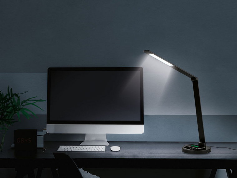 LIVARNO home Lampka stołowa LED z ładowarką indukcyjną, 6,2 W (Czarny)