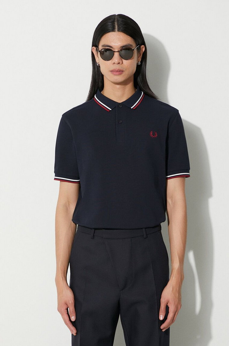 Fred Perry polo bawełniane kolor granatowy z aplikacją M3600.T55