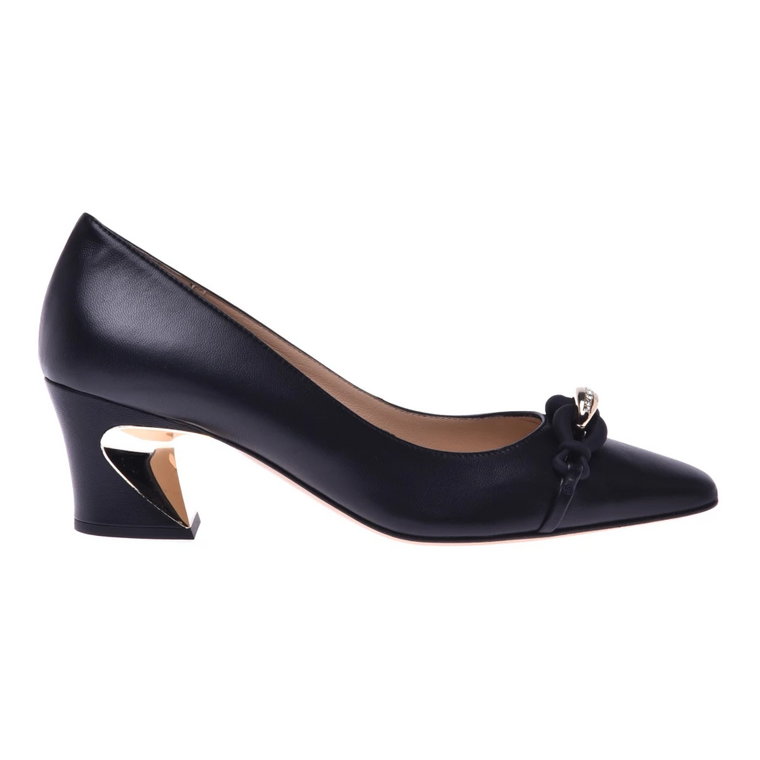 Czarny nappa leather court shoes Baldinini