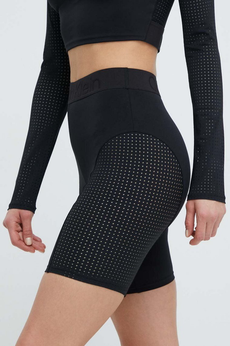 Calvin Klein Performance szorty treningowe kolor czarny gładkie high waist