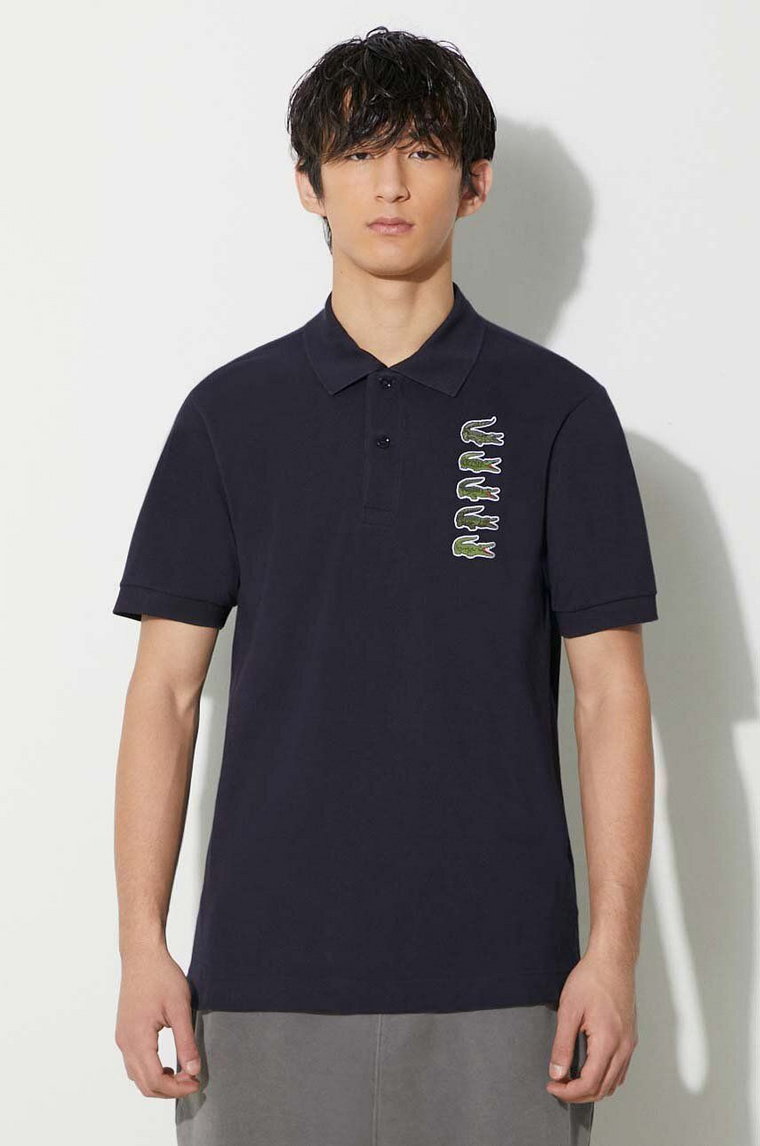 Lacoste polo bawełniane kolor granatowy z aplikacją PH3474 001