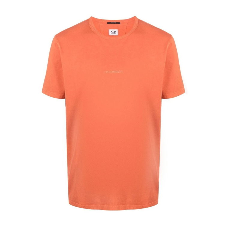 Pomarańczowy T-shirt z nadrukiem logo C.p. Company