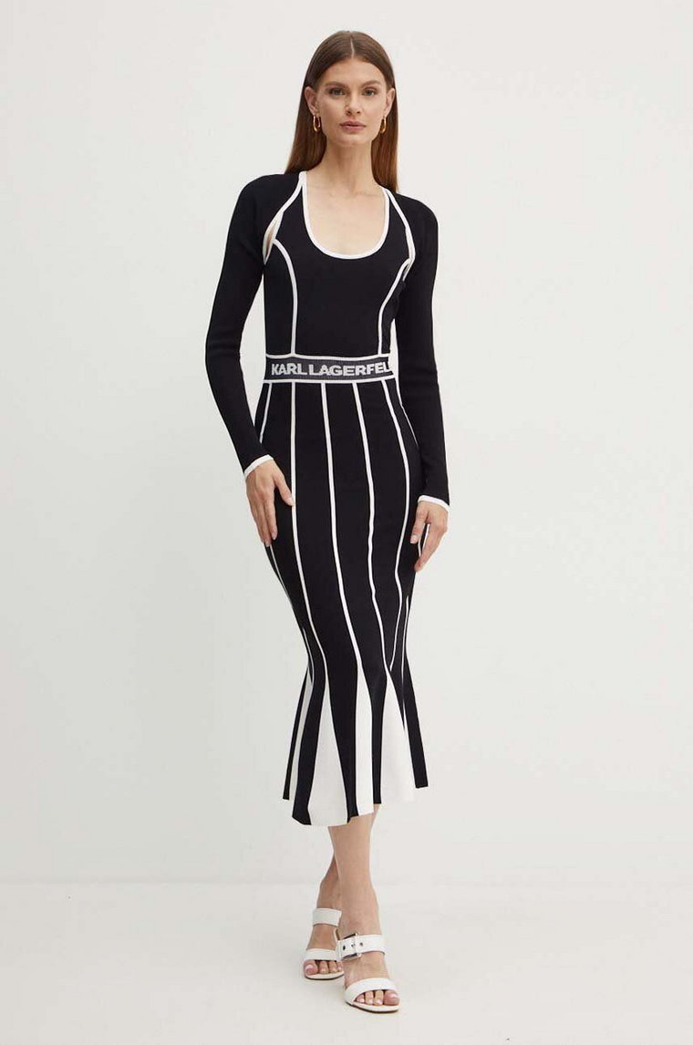 Karl Lagerfeld sukienka kolor czarny midi prosta 245W1330