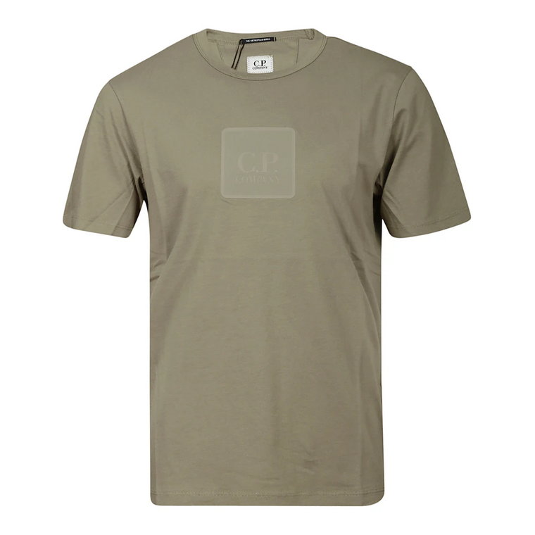 Beżowy Bawełniany T-Shirt z Krótkimi Rękawami C.p. Company