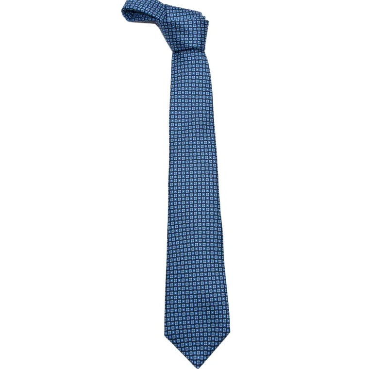 Niebieski Krawat w Geometrię, Wyprodukowany we Włoszech Kiton