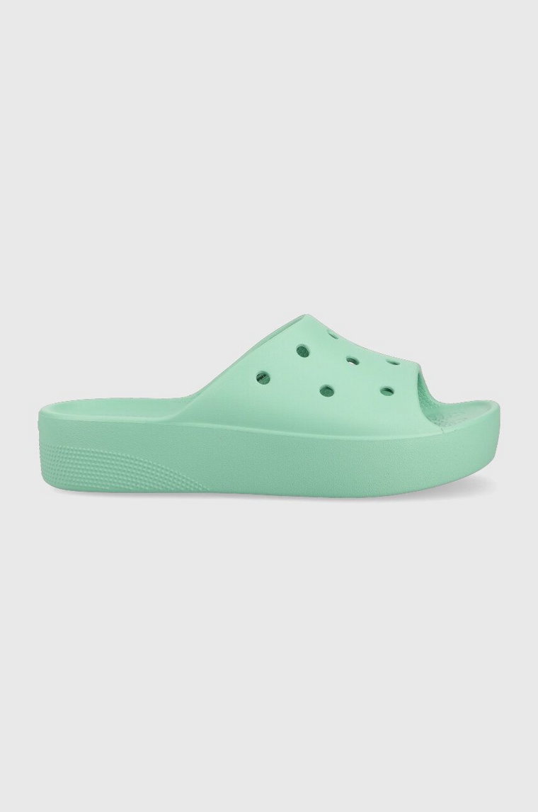 Crocs klapki Classic Platform Slide damskie kolor turkusowy 208180 208180.3UG-3UG