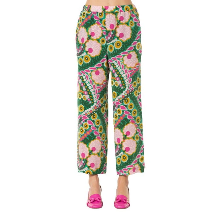 Jedwabne spodnie z kwiatowym wzorem Max Mara Weekend