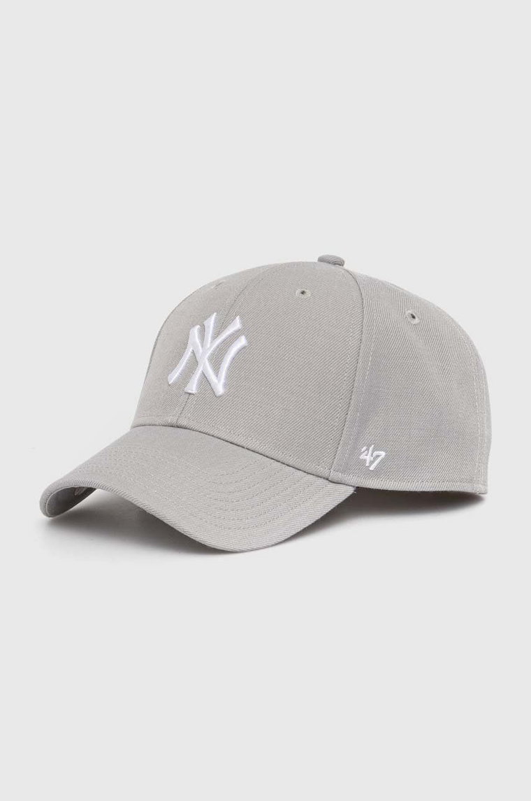 47 brand czapka z daszkiem dziecięca MLB New York Yankees kolor szary z aplikacją BMVP17WBV