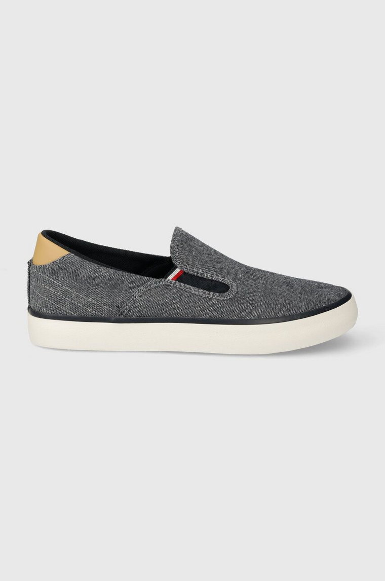 Tommy Hilfiger tenisówki TH HI VULC LOW SLIPON CHAMBRAY męskie kolor granatowy FM0FM04947