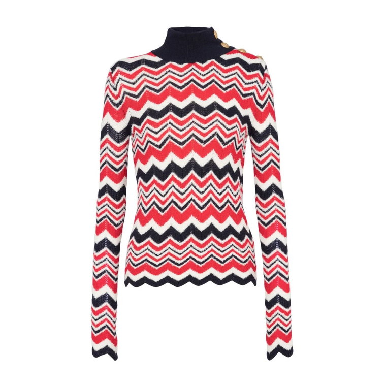 Sweter z splotem chevron i golfem Balmain