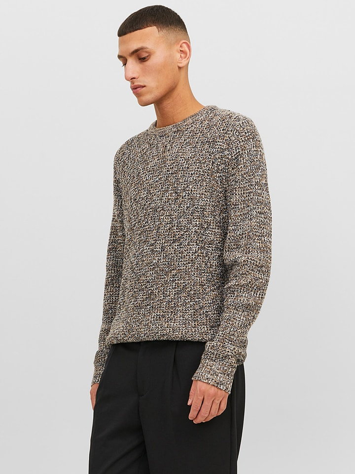 Jack & Jones Sweter "William" w kolorze brązowo-czarno-białym