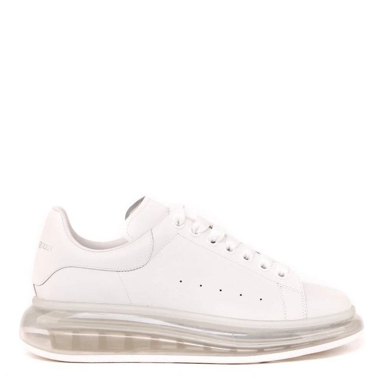 Białe Skórzane Sneakersy z Metalowymi Oczkami Alexander McQueen