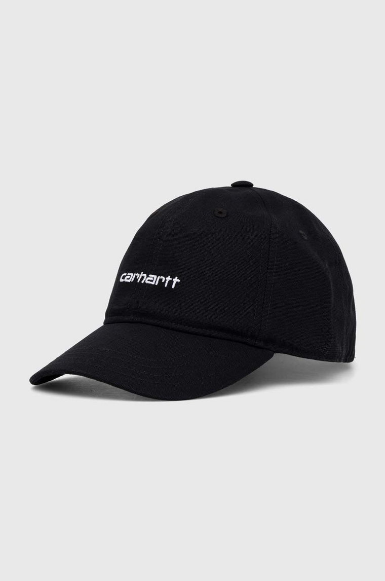 Carhartt WIP czapka z daszkiem bawełniana Canvas Script Cap kolor czarny z aplikacją I028876.0D2XX