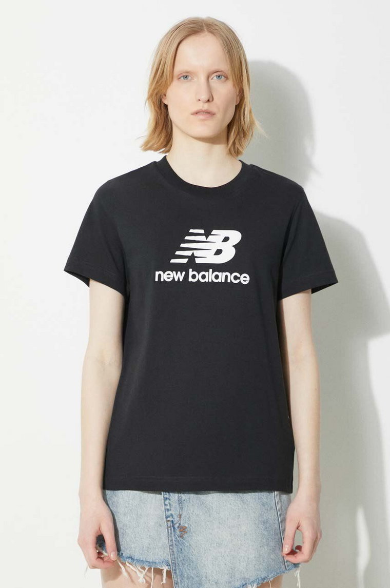 New Balance t-shirt bawełniany Sport Essentials damski kolor czarny WT41502BK