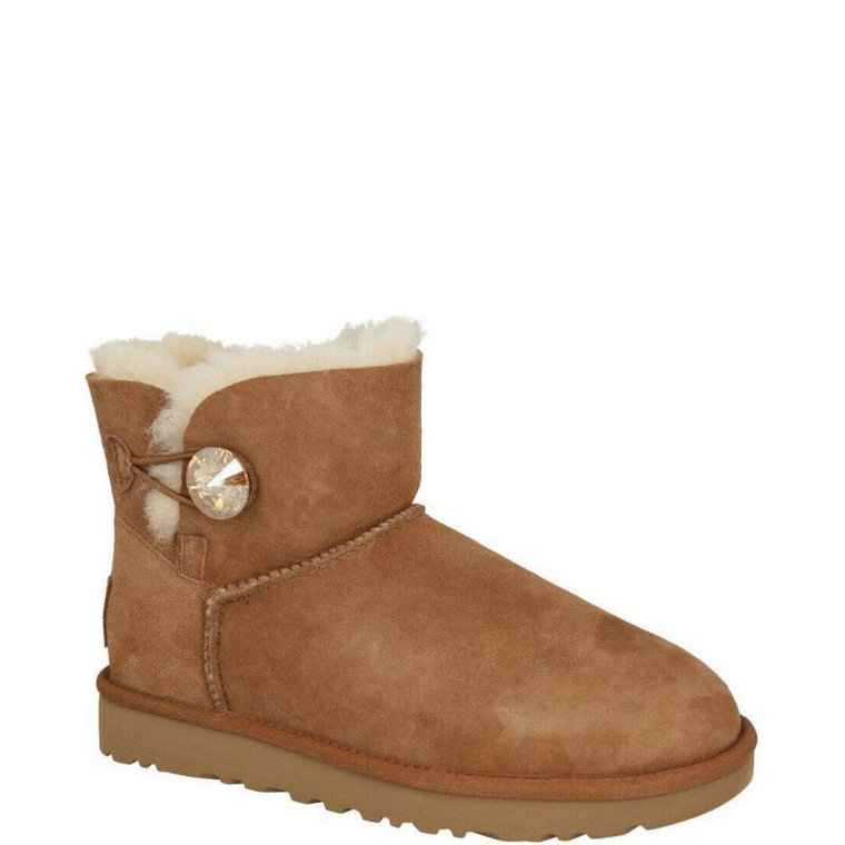 UGG Skórzane śniegowce MINI BAILEY BUTTON BLING | z dodatkiem wełny