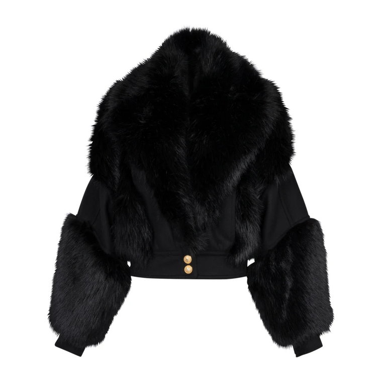 Wool and faux fur jacket Balmain